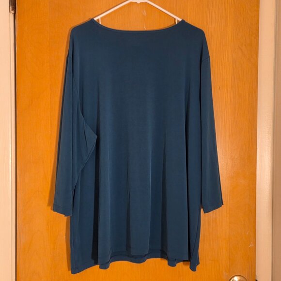Susan Graver Essentials Liquid Knit Pullover Tunic Top Size 3X Forest Green - Picture 2 of 7